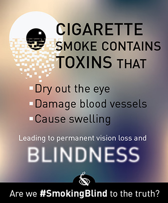 Cigarette smoke contains toxins that dry out the eye, damage blood vessels, and cause swelling leading to permanent vision loss and blindness.